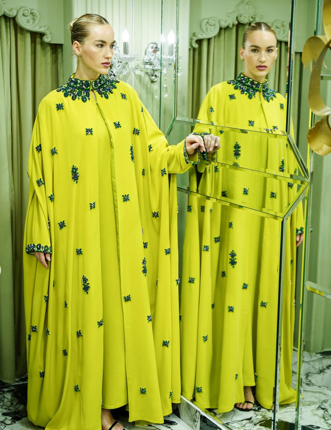 M001 - Saaib Abaya-custom abayas, luxury abayas, elegant abayas, modest fashion, bespoke abayas, handmade abayas, Qatar fashion