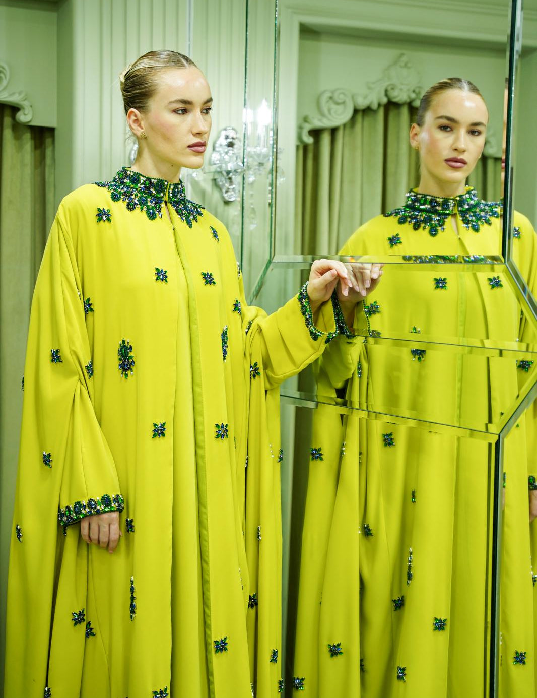 M001 - Saaib Abaya-custom abayas, luxury abayas, elegant abayas, modest fashion, bespoke abayas, handmade abayas, Qatar fashion