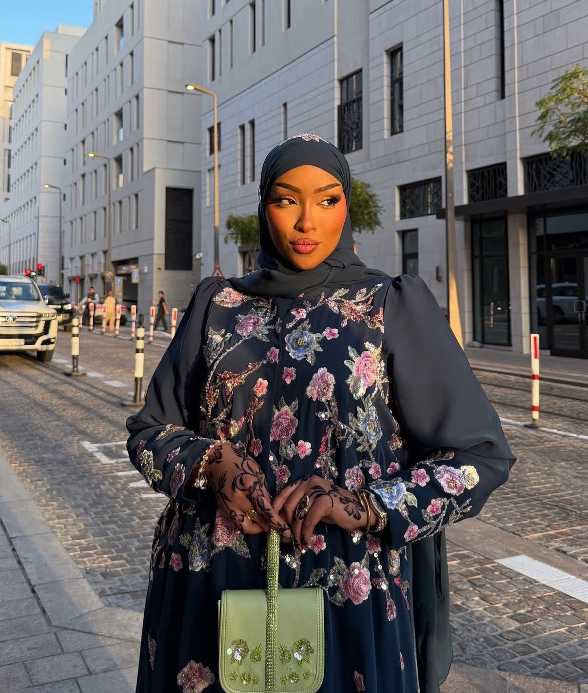 M002 - Saaib Abaya-custom abayas, luxury abayas, elegant abayas, modest fashion, bespoke abayas, handmade abayas, Qatar fashion