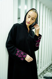 S044 - Saaib Abaya-custom abayas, luxury abayas, elegant abayas, modest fashion, bespoke abayas, handmade abayas, Qatar fashion