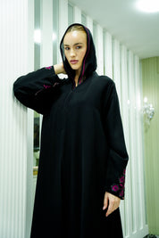 S044 - Saaib Abaya-custom abayas, luxury abayas, elegant abayas, modest fashion, bespoke abayas, handmade abayas, Qatar fashion