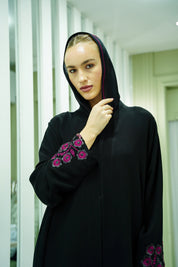 S044 - Saaib Abaya-custom abayas, luxury abayas, elegant abayas, modest fashion, bespoke abayas, handmade abayas, Qatar fashion