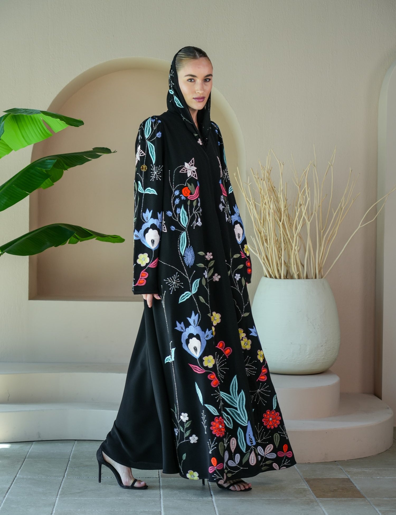 S038 - Saaib Abaya-custom abayas, luxury abayas, elegant abayas, modest fashion, bespoke abayas, handmade abayas, Qatar fashion