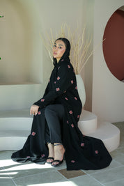 S031 - Saaib Abaya-custom abayas, luxury abayas, elegant abayas, modest fashion, bespoke abayas, handmade abayas, Qatar fashion