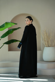 S028 - Saaib Abaya-custom abayas, luxury abayas, elegant abayas, modest fashion, bespoke abayas, handmade abayas, Qatar fashion
