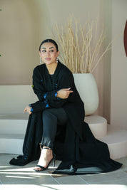 S028 - Saaib Abaya-custom abayas, luxury abayas, elegant abayas, modest fashion, bespoke abayas, handmade abayas, Qatar fashion