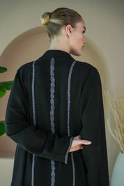 S024 - Saaib Abaya-custom abayas, luxury abayas, elegant abayas, modest fashion, bespoke abayas, handmade abayas, Qatar fashion