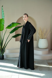 S023 - Saaib Abaya-custom abayas, luxury abayas, elegant abayas, modest fashion, bespoke abayas, handmade abayas, Qatar fashion