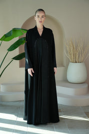 S023 - Saaib Abaya-custom abayas, luxury abayas, elegant abayas, modest fashion, bespoke abayas, handmade abayas, Qatar fashion