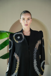 S022 - Saaib Abaya-custom abayas, luxury abayas, elegant abayas, modest fashion, bespoke abayas, handmade abayas, Qatar fashion