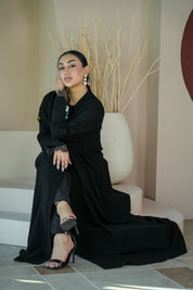 S021 - Saaib Abaya-custom abayas, luxury abayas, elegant abayas, modest fashion, bespoke abayas, handmade abayas, Qatar fashion