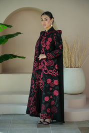 S020 - Saaib Abaya-custom abayas, luxury abayas, elegant abayas, modest fashion, bespoke abayas, handmade abayas, Qatar fashion