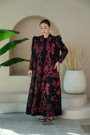 S020 - Saaib Abaya-custom abayas, luxury abayas, elegant abayas, modest fashion, bespoke abayas, handmade abayas, Qatar fashion