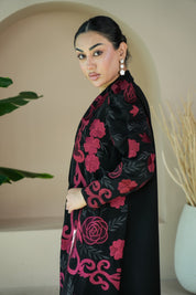 S020 - Saaib Abaya-custom abayas, luxury abayas, elegant abayas, modest fashion, bespoke abayas, handmade abayas, Qatar fashion