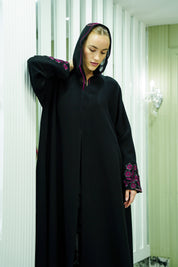 S044 - Saaib Abaya-custom abayas, luxury abayas, elegant abayas, modest fashion, bespoke abayas, handmade abayas, Qatar fashion