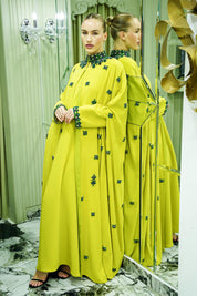 M001 - Saaib Abaya-custom abayas, luxury abayas, elegant abayas, modest fashion, bespoke abayas, handmade abayas, Qatar fashion